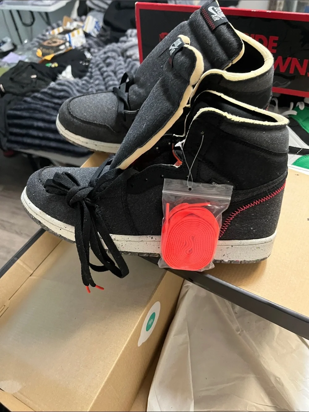 Nike Air Jordan 1 high zoom air nwt nib rare sz11 Black/Charcoal Canvas Sneakers